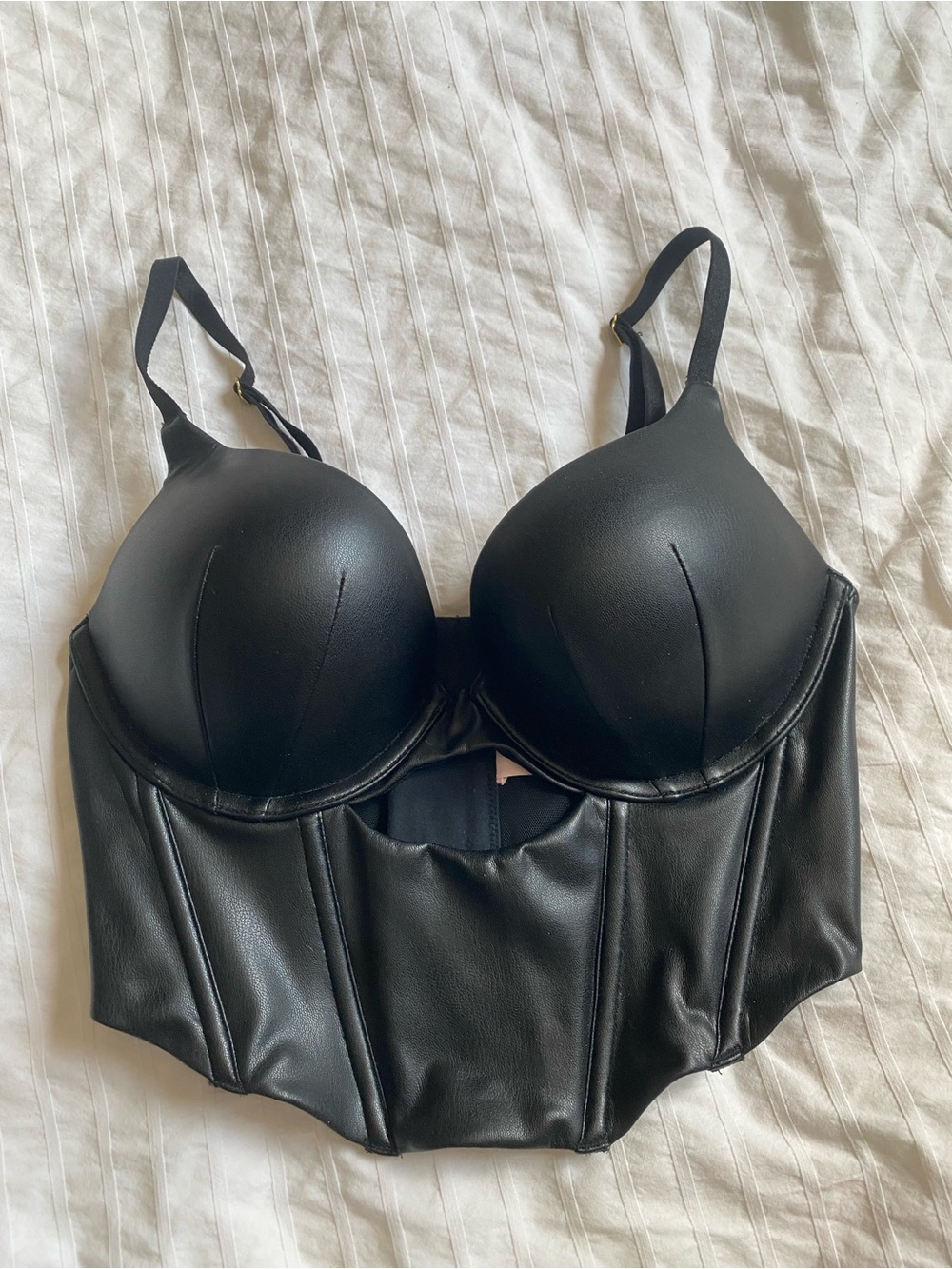 Victoria’s Secret Black Faux Leather Corset Top